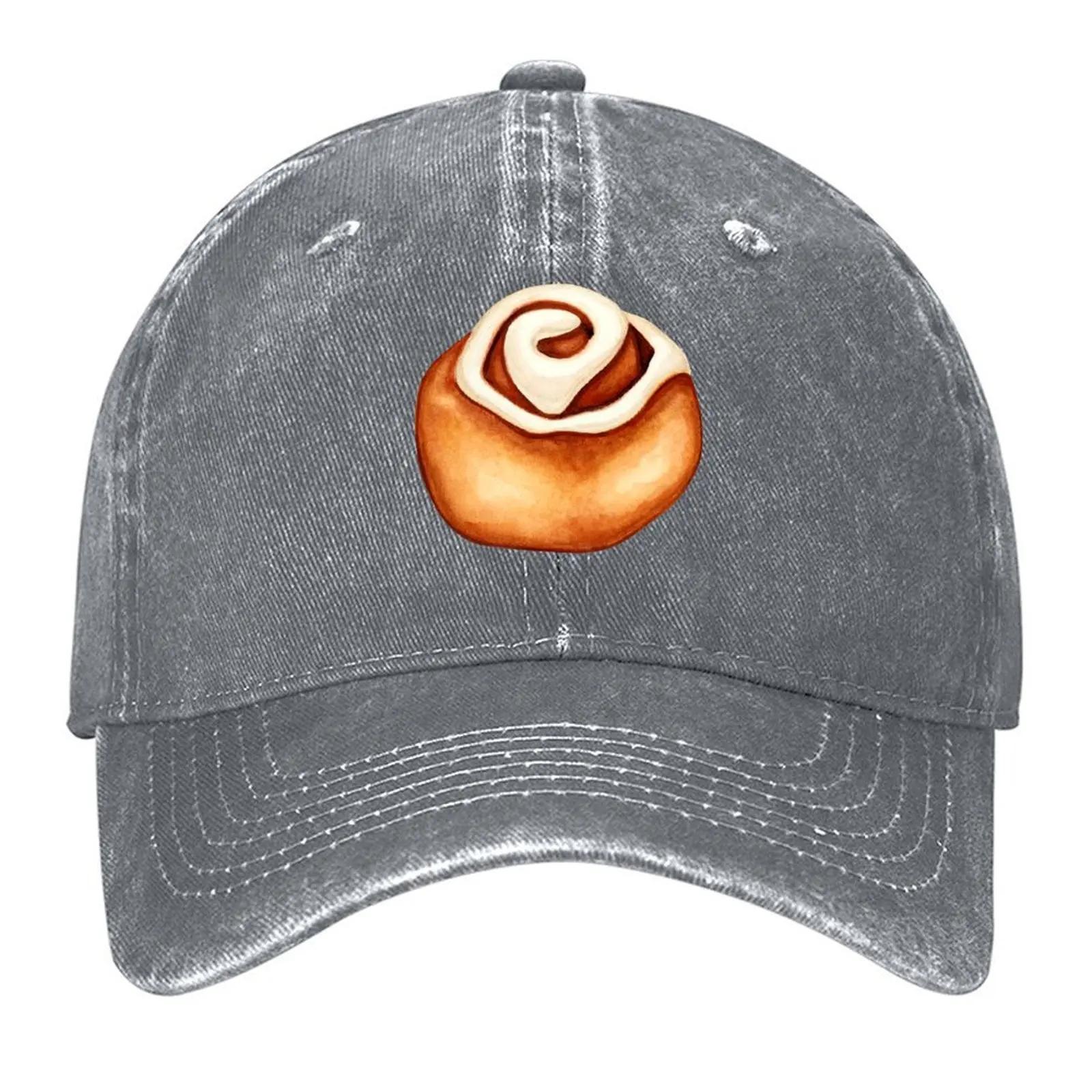 New Cinnamon Roll Pattern Blue Baseball Cap hard hat Big Size Hat Kids Hat Unisex Womens Beach Outlet Unisexs
