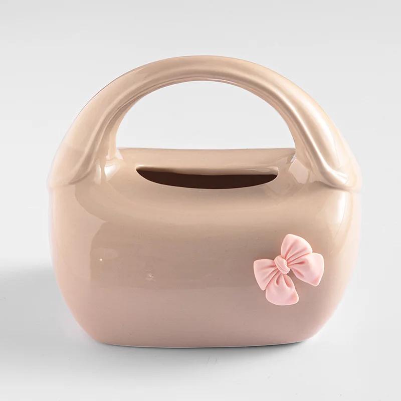 Handbag Shaped Ceramic Tissue Box Desktop Removable Tissue Box Napkin Paper Box Tissues Container Creative Storage Boxes