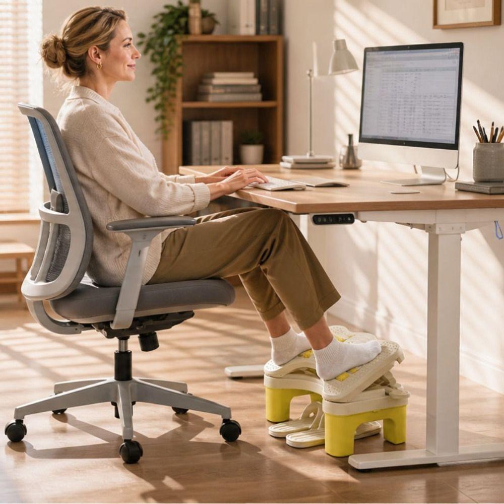 Hollow Out Under Desk Footrest Ergonomic Office Desk Leg Rest Adjustable Footstool At Work
