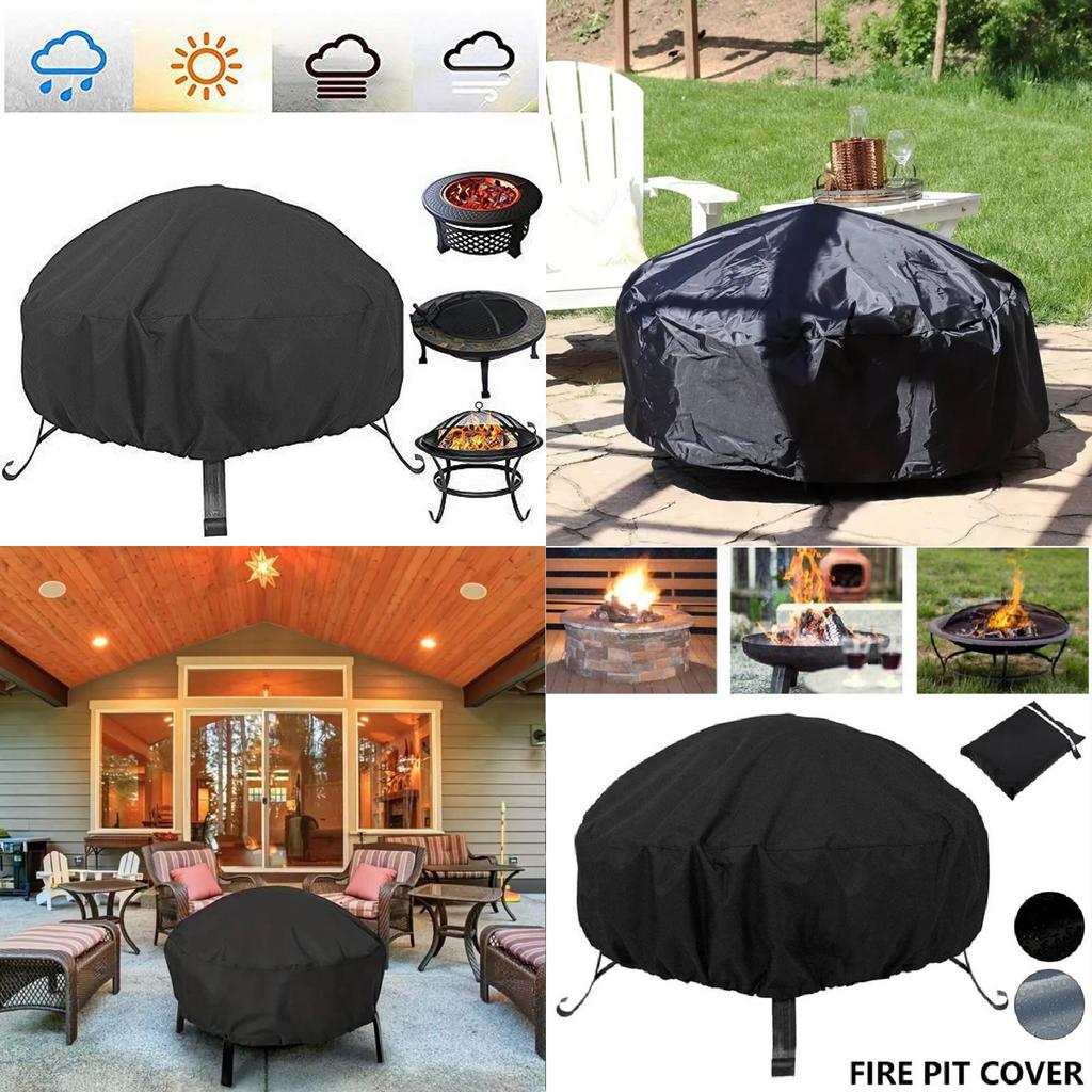 Premium Oxford Fabric Round Fire Pit Cover Weatherproof Dustproof Uv Resistant