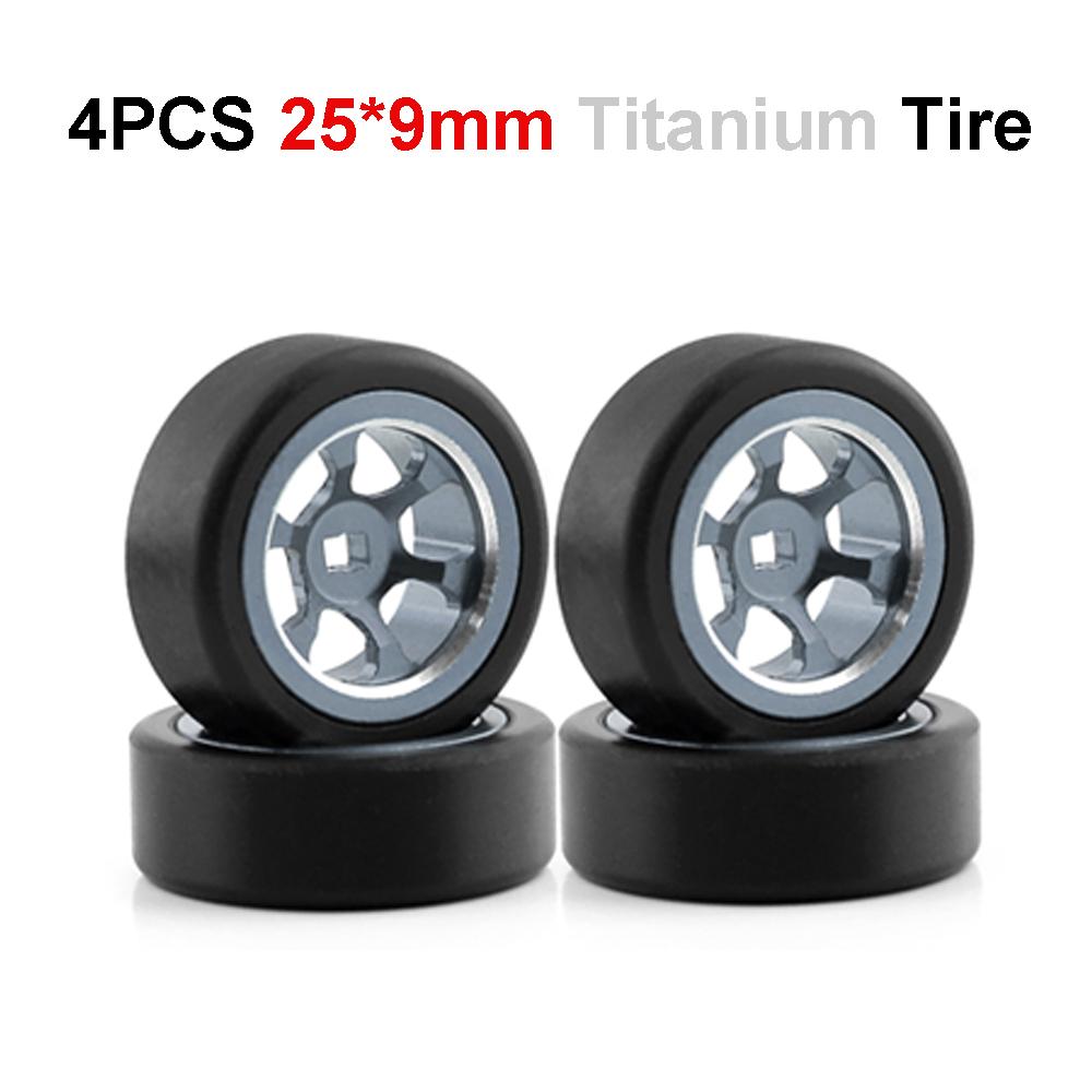 

4PCS 1/28 RC Mosquito Drift Car Tire 25mm Metal Wheel Rim Plastic Drift Tyres for Wltoys K969 K989 P929 AWD Kyosho MINI-Z MINI-Q