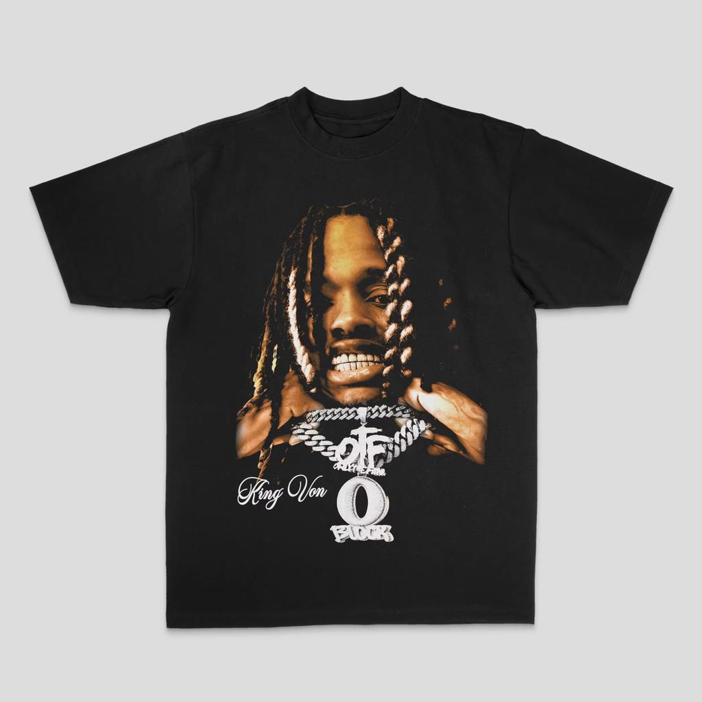 2026 European and American King Von Hiphop Rock Rap Top High Street Sporty Casual Mens Tshirt Graphic T Shirts Fashion Unisex