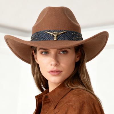 Frühlings- und Sommer-Vintage-Ethno-Stil Jazzhut für Männer und Frauen, breitkrempiger Fedora, weicher Wildleder-Cowboyhut