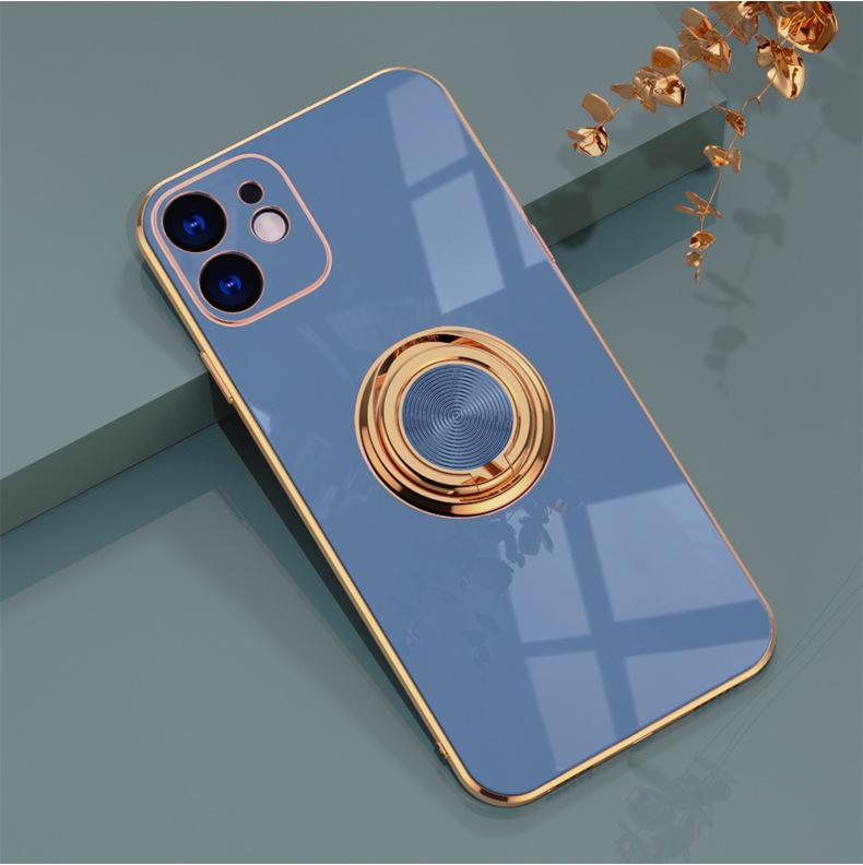 

Роскошный металлический чехол-подставка с кольцом-держателем для iPhone 16 15 14 Plus 13 12 11 Pro Max XR X XS 7 8 SE Мягкая силиконовая задняя крышка For iPhone 16ProMax