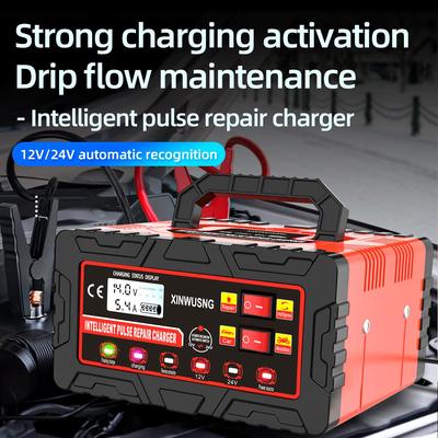 Smart Automotive Battery Charger 12V/24V Fully Automatic High Power Fast Charger for Trucks