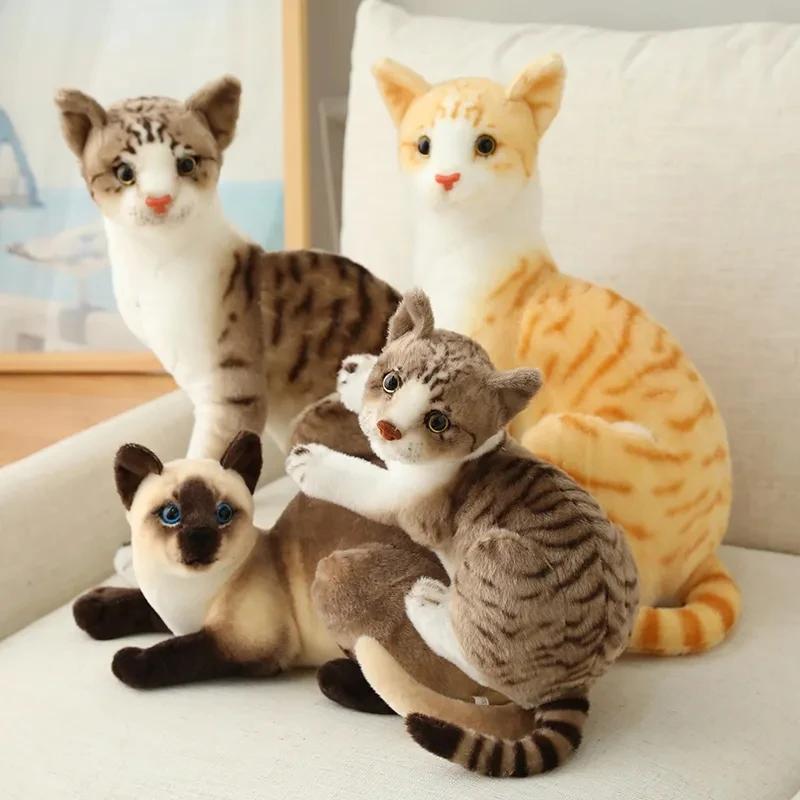 25/30/40cm Stuffed Lifelike Siamese Cats Plush Toy Simulation American Shorthair Cute Cat Doll Pet Toys Home Decor Gift For Girl