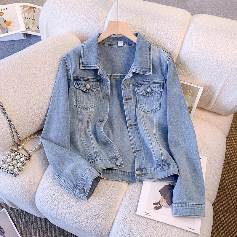Women s Retro Slim Fit Denim Jacket - Versatile Casual Spring/Autumn 2025 Style M
