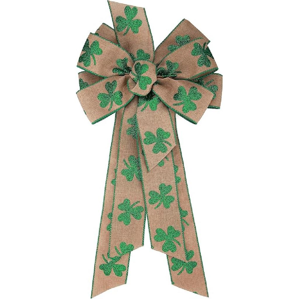 1 Pcs 10 x 20 Inch Big Bow Burlap Ribbon with Natural Jute Rustic Wreath Ribbons and Bow Use Wrapping, Party Decoration (Linen)