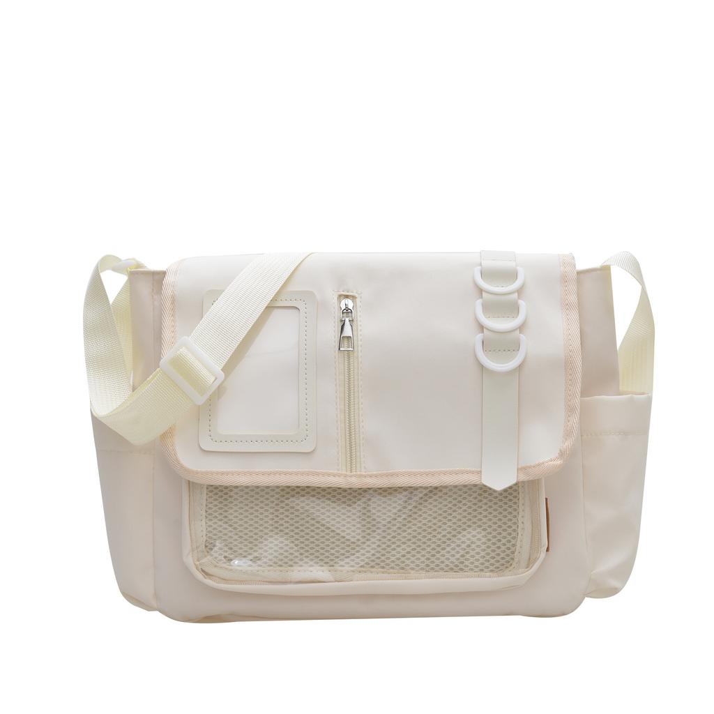 Japanese Style Transparent Acrylic Tote Bag, Nylon School Aesthetic Shoulder Crossbody Bag with Patchwork Design CLE