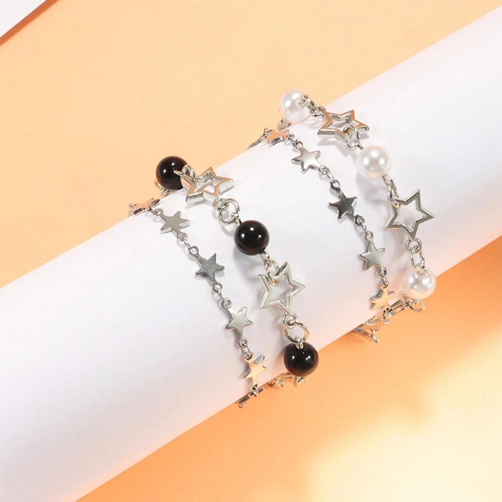 Celebrity Y2K Couple Bracelet Set, Imitation Pearl Star Friendship Bracelet, Perfect Gift for Holidays,Suitable for Daily Wear