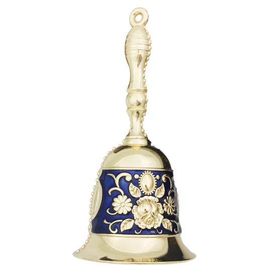 Copper Alloy Hand Bell Retro Carving Handbell with Non-Slip Handle Multifunctional Handbell for Classroom Wedding Seniors Bedside