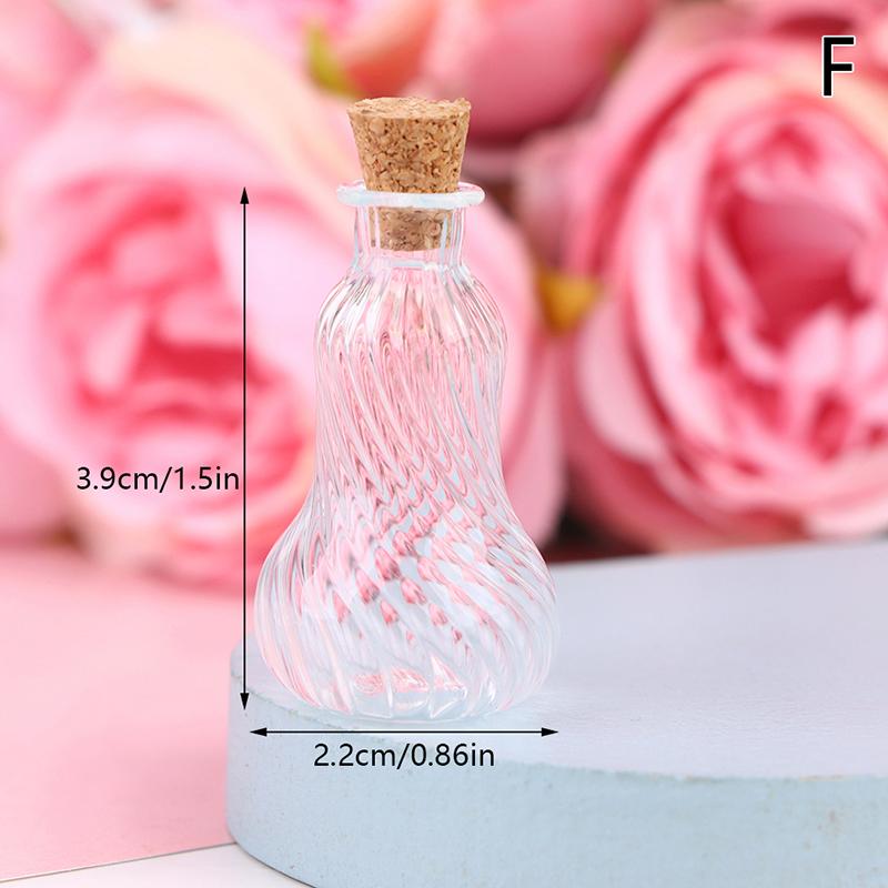 1:12 Dollhouse Mini Wish Bottle Glass Storage Bottle W/Cork Candy Jar Home Decor