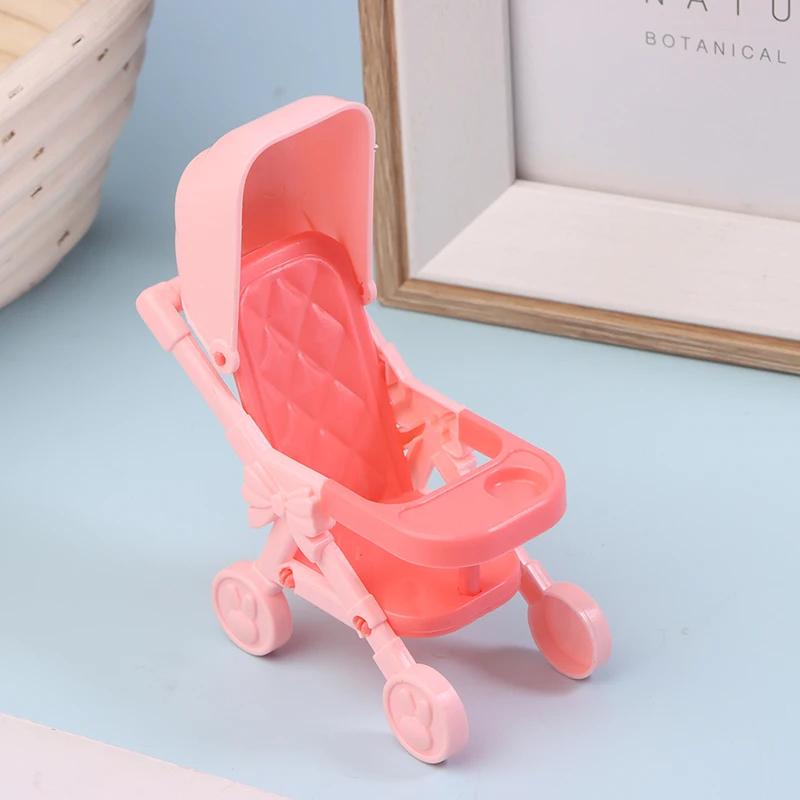 New 1/12 Dollhouse Simulation Mini Supermarket Shopping Cart Baby Trolley Shopping Basket Model Dollhouse Decoration Accessories