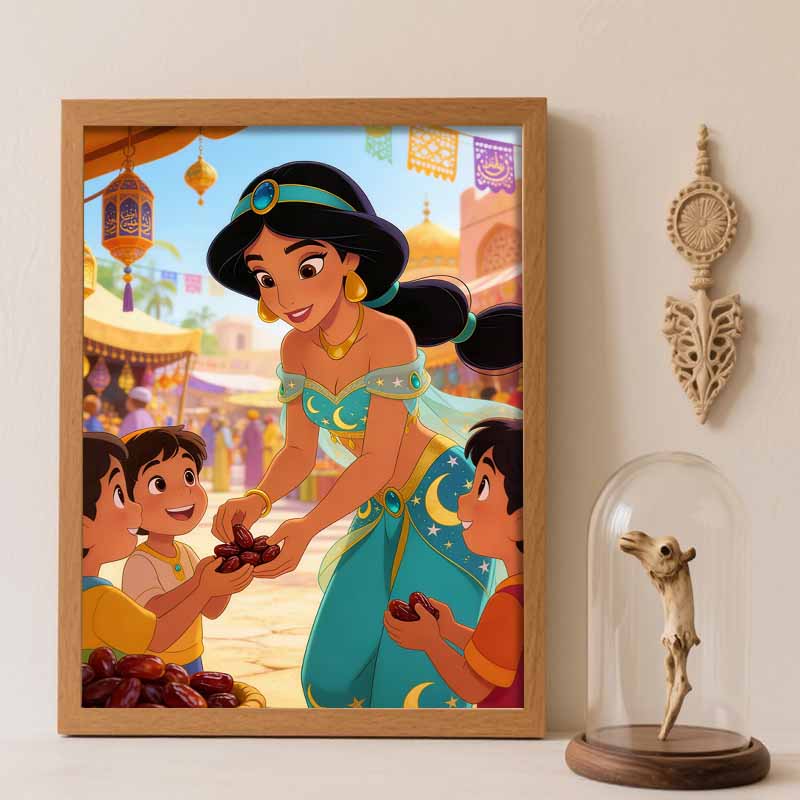 Disney Diamond Art Painting Kit 5D Jasmine & Kids Diamond Painting Dot Art Kit Home Wall Decor Round 20x30cm