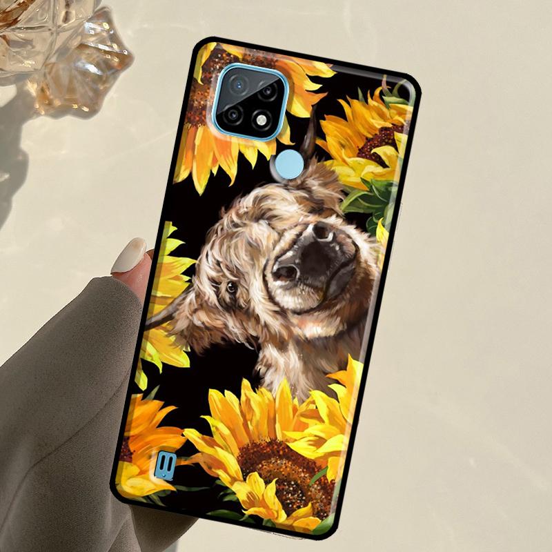 Cute Highland Cow For Realme 14 Pro Plus 10 11 12 13 GT 6 6T 5 GT7 Pro C61 C55 C53 C51 C21Y C25S C67 C75 Case