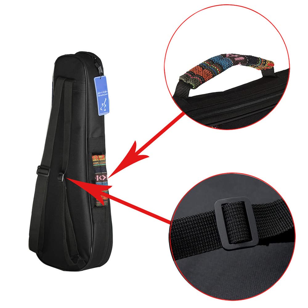 ZEYUAN Colorful 21" Soprano Ukelele Ukulele Bag Backpack Case with Adjustable Shoulder Strap and Durable Cotton Thick Padded Ethnic Style