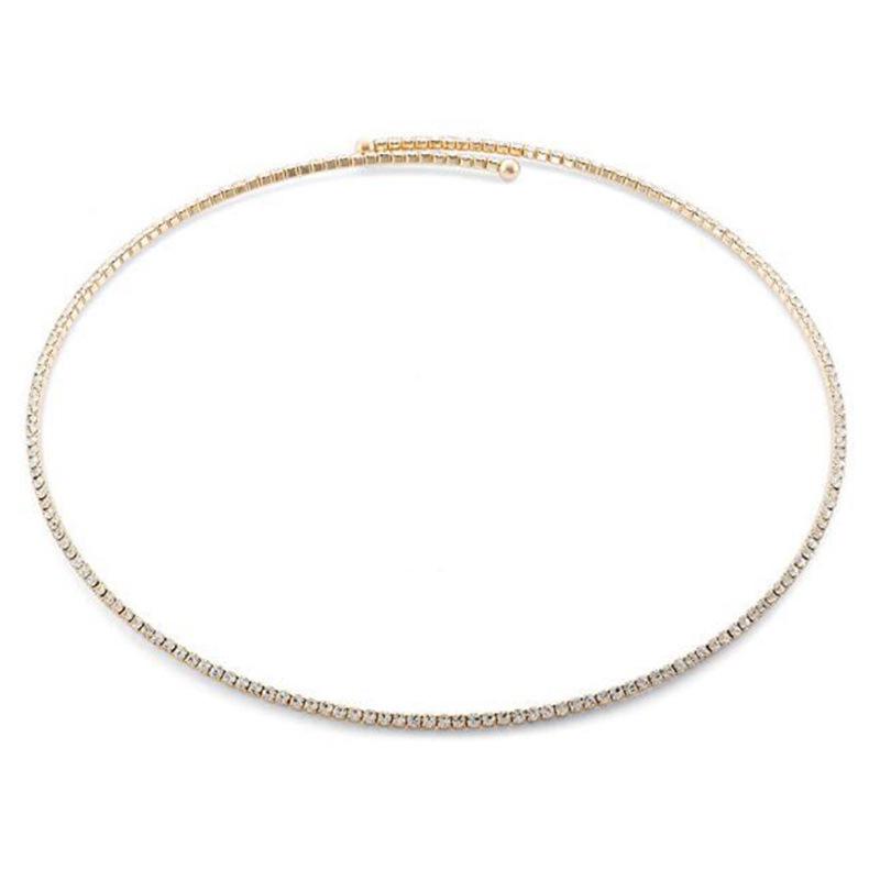 

Европейская и американская сексуальная цепочка со стразами, круглая цепочка на ключицу, шейная цепочка, простой модный красивый воротник, катушка, аксессуары золотой