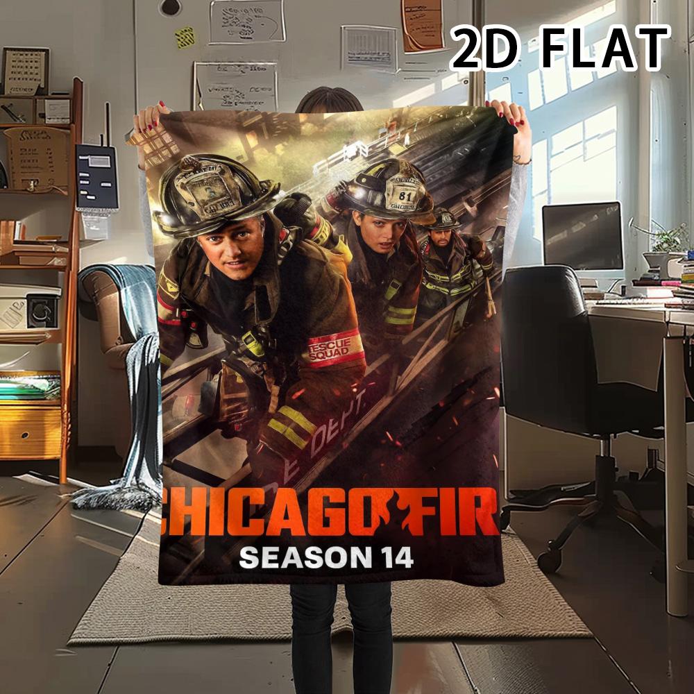1 Pezzo Coperta in Flanella con Stampa Chicago Fire, Alta Qualità Confortevole per Tutte le Stagioni, Decorazione per la Casa, Calore e Comfort, Perfetta per Regali di Natale