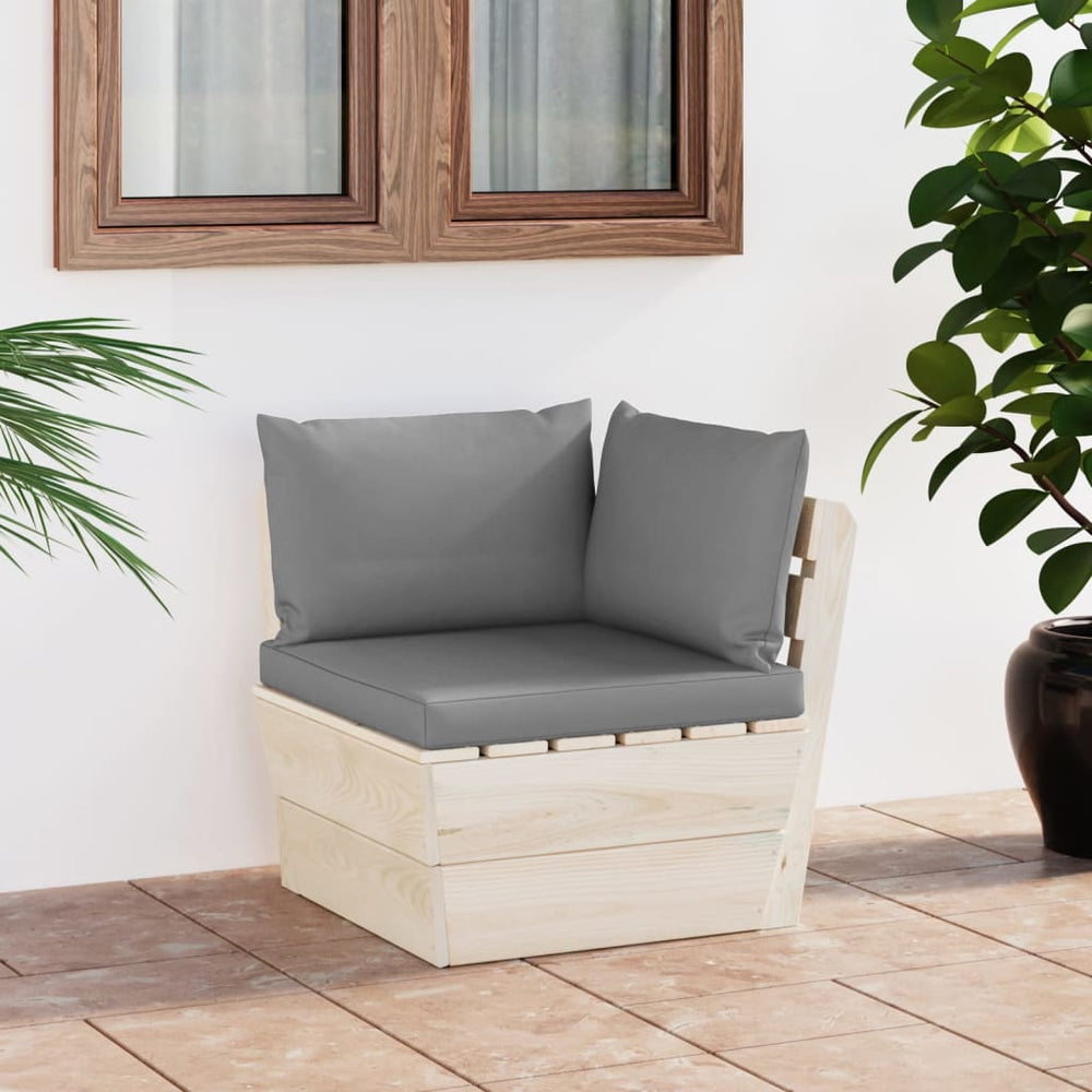 Garden Pallet Corner Sofa with Cushions Impregnated Spruce