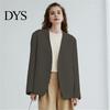 Female Suit Coat Women Collarless Long Sleeve Open Front Jacket Lightweight Solid Color Loose Fit Business Cardigan Office Formal