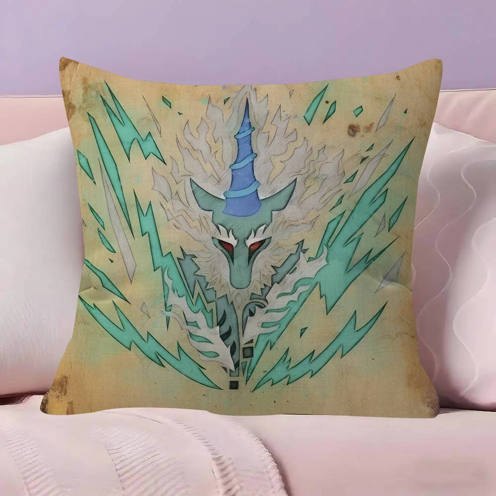 Game M-monster Hunter Wilds Cushion   Office Cushion Pillowcase Car Cushion Cover45X45CM Lumbar Pillowcase Sofa Pillowcover