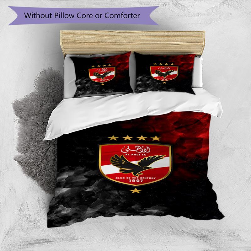 Ahly Football Club Printed Pattern Duvet Cover Set – Includes 1 Duvet Cover and 2 Matching Pillowcases Bedroom Decor Christmas Gifts