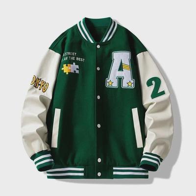 Jachetă de baseball retro la modă pentru bărbați - piele, ocazională, stil Hong Kong, perfectă, pentru primăvară și toamnă.