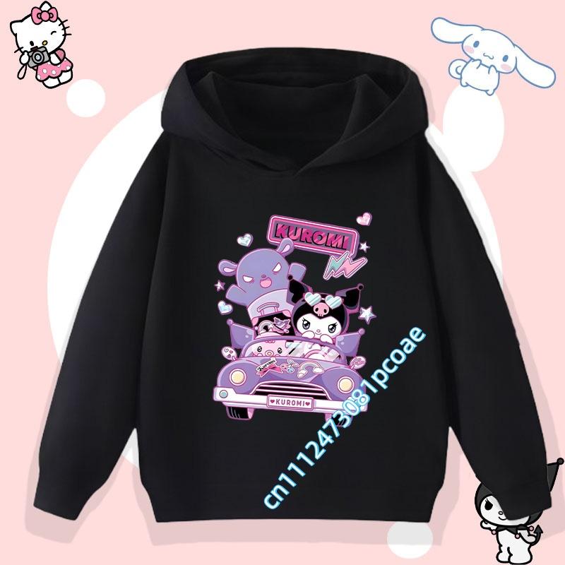 2026 New Kurumi Children's Hooded Sweatshirt Boys' Sport Shirt Girls' Casual Top Sanrio Cartoon Print Fall/Winter Pullover Shirt