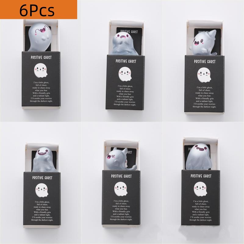 Halloween Luminous Mini Resin Ghost Figurines With Box Cute Halloween Party Favors Cartoon Glow In Dark Resin Desktop Ornament
