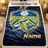 Flannel BlanketLeeds United Custom Name Text Personalized Soft Warm Throw Blanket Home Decor Gift