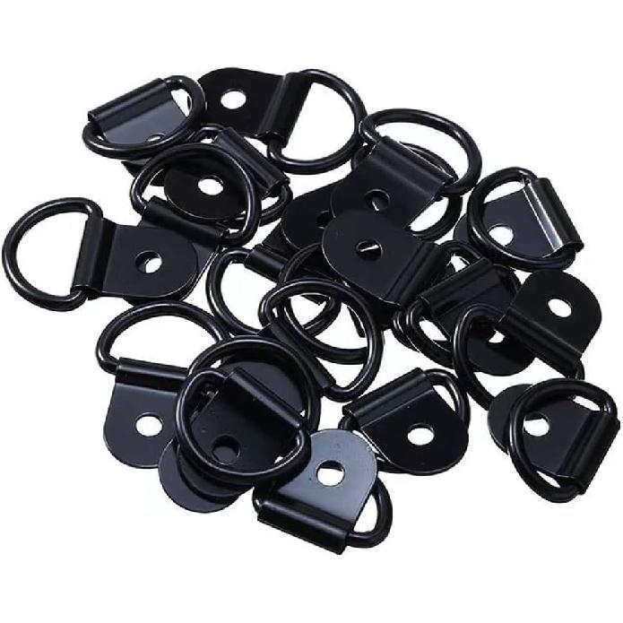Black D Rings Anchor Lashing Ring, D-Ring Tie Downs, for Car Truck Trailer Cargo RV Boats (Silver 18 Pcs)