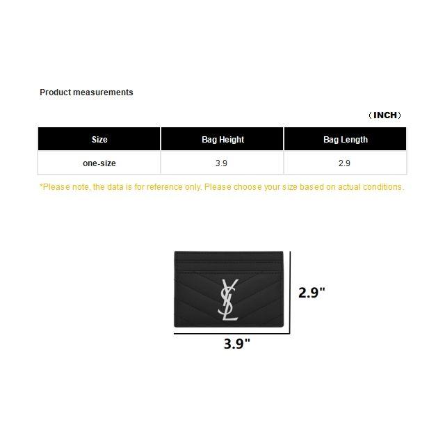 Saint Laurent Ysl Monogram Silver Logo Grainy Embossed Quilted Leather Card Holder Women Card Holder Black 423291-BOW02-1000