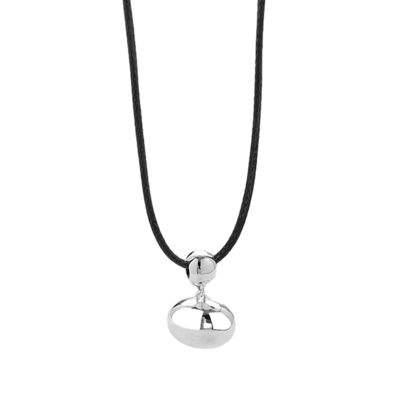 Y2k Bean Pendant Necklace Simple Drawstring Clavicle Chain Short Choker Necklaces for Women Girls 2023 Party Jewelry