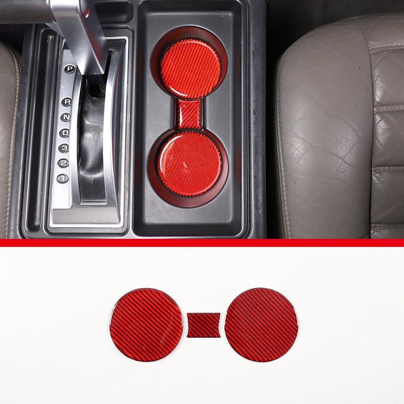 Red Soft Carbon Fiber Door Handle Steering Wheel Gear Shift Trim Cover Stickers Fit For Hummer H2 2003-2007 Interior Accessories
