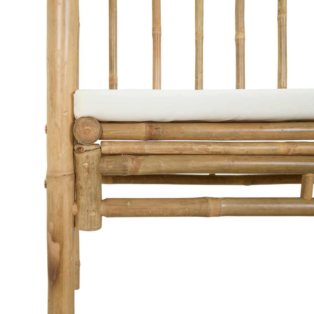 Garden Arch with Bench Cream White 115 X 50 X 205 Cm Bamboo