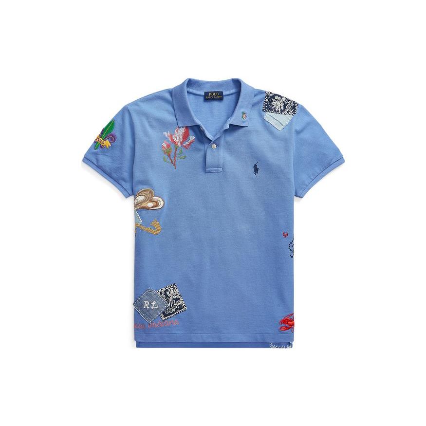 

Polo Ralph Lauren FW22 Футболка-поло с вышитым логотипом и короткими рукавами, женские топы синего цвета WMPOKNINCU20523-400 L