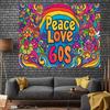 Fondo Hippie 2D "Paz Amor Años 60" con Flores Psicodélicas y Arcoíris