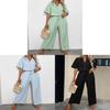 Elegant Plain Color Twopiece Suit With Splicing Design For Women Casual Office Wear