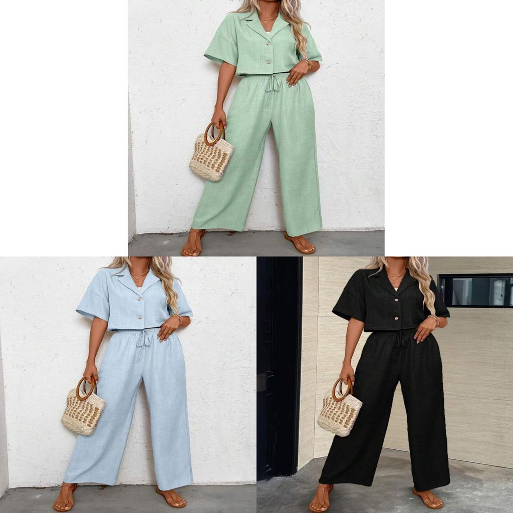 Elegant Plain Color Twopiece Suit With Splicing Design For Women Casual Office Wear