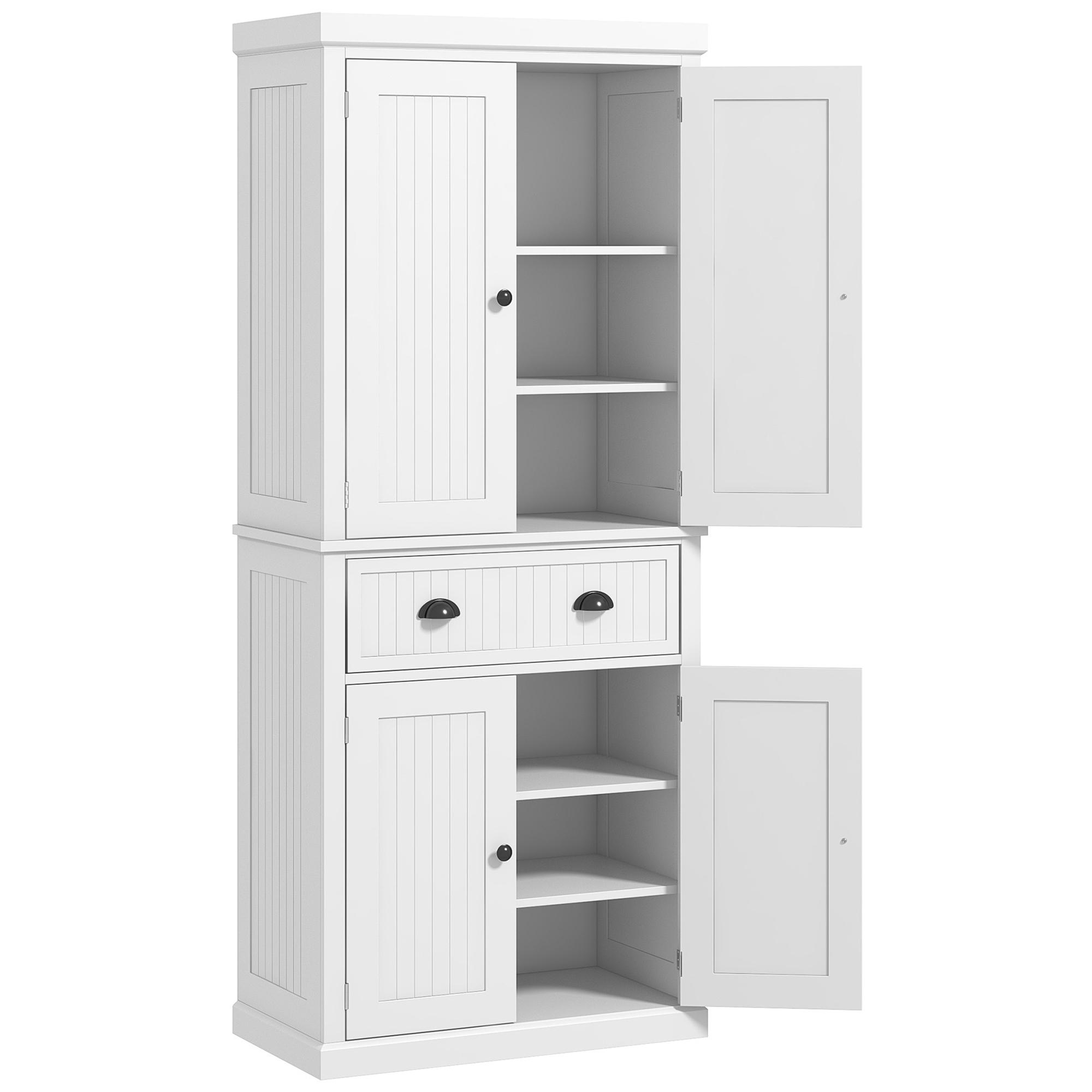 Armoire de rangement de cuisine avec tiroir et étagères réglables Blanc