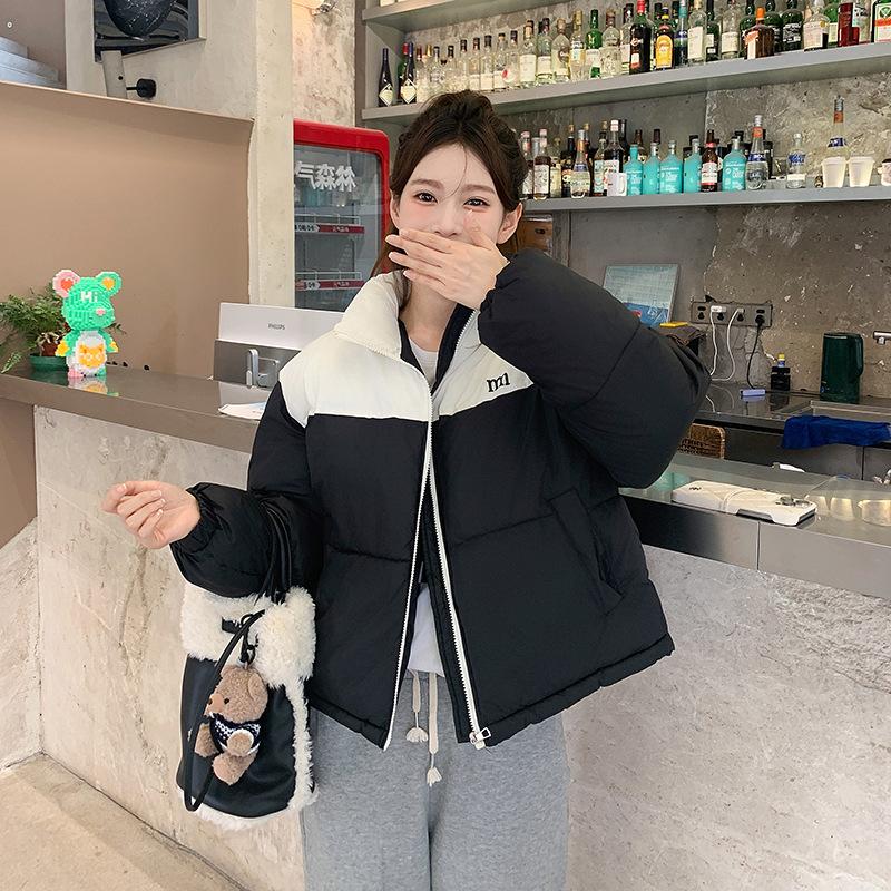 Fashion Casual Winter Coat Women's Cotton Padded Women Contrast Color Cotton Outwear Y2k Tops Thicked Warm Jackets