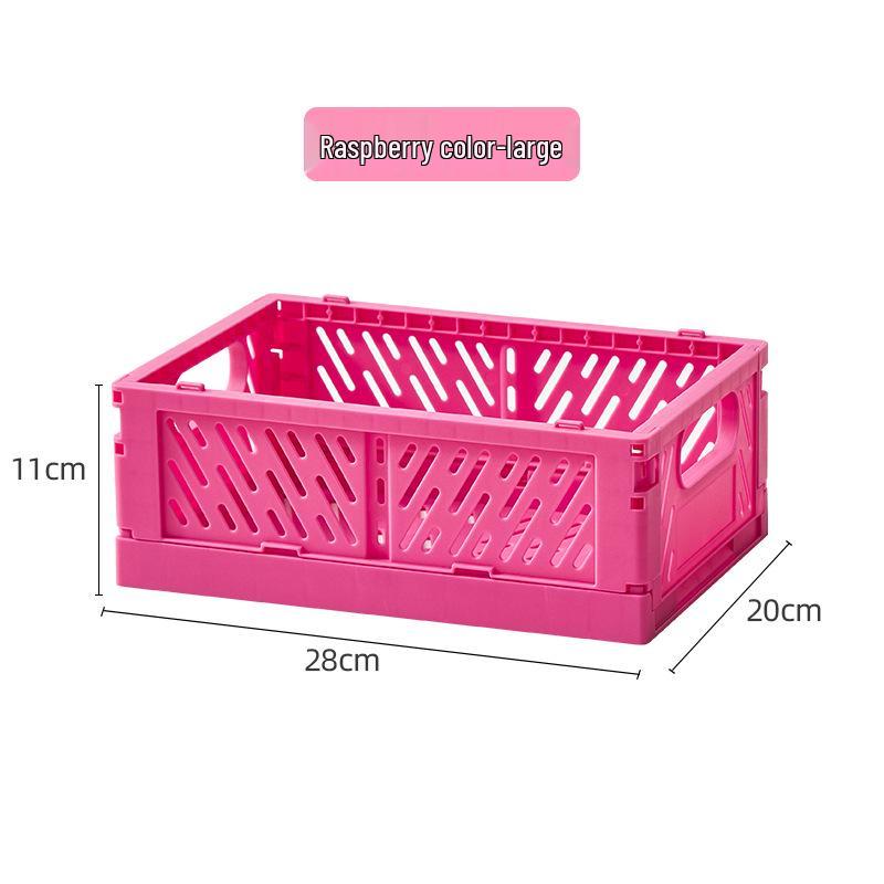 Foldable Plastic Storage Basket - Creative, Stackable Bin for Desktop, Living Room, or Refrigerator Organization