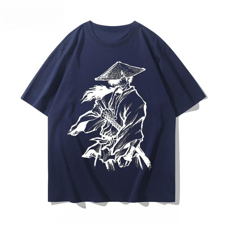 2025 Autumn and Winter New Men's and Women's Retro Knight Print T-shirt Pure Cotton Round Neck Comfortable High-quality T-shirt