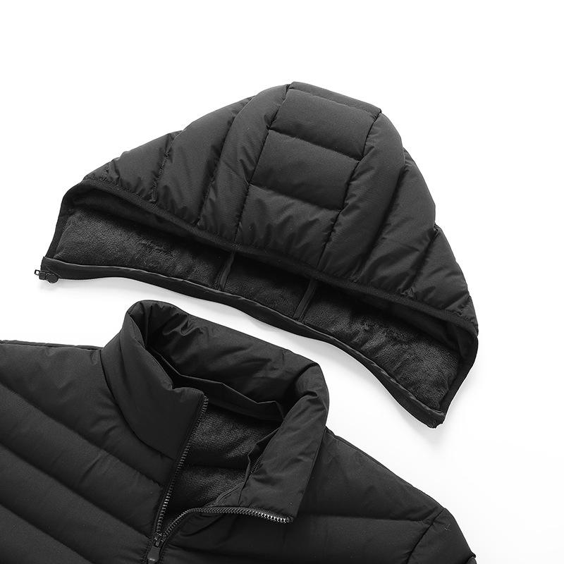 Light Models of Ribs Clothing Cotton Jacket Men's Models Winter Solid Color Removable Cap Slim Padded Thickened Top Coat  Fashion Casual Jacket