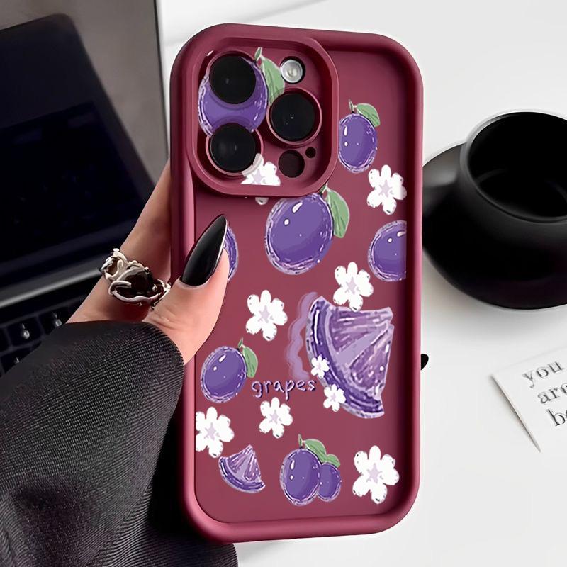 For iPhone 16 Pro Max Fruit Print Phone Case For iPhone 16e 15 14 13 12 Pro Max Plus 11 XR XS Flower Print Phone Case TPU Soft Shockproof Case Cover