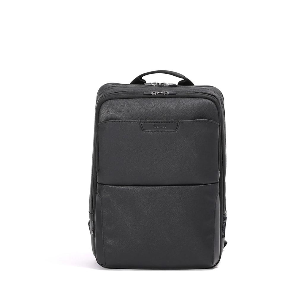 Bermas DULITE FLEX 2-Layer Business Backpack, 39cm, 5cm Expandable, Saffiano Pattern, Black, 60646, One Size