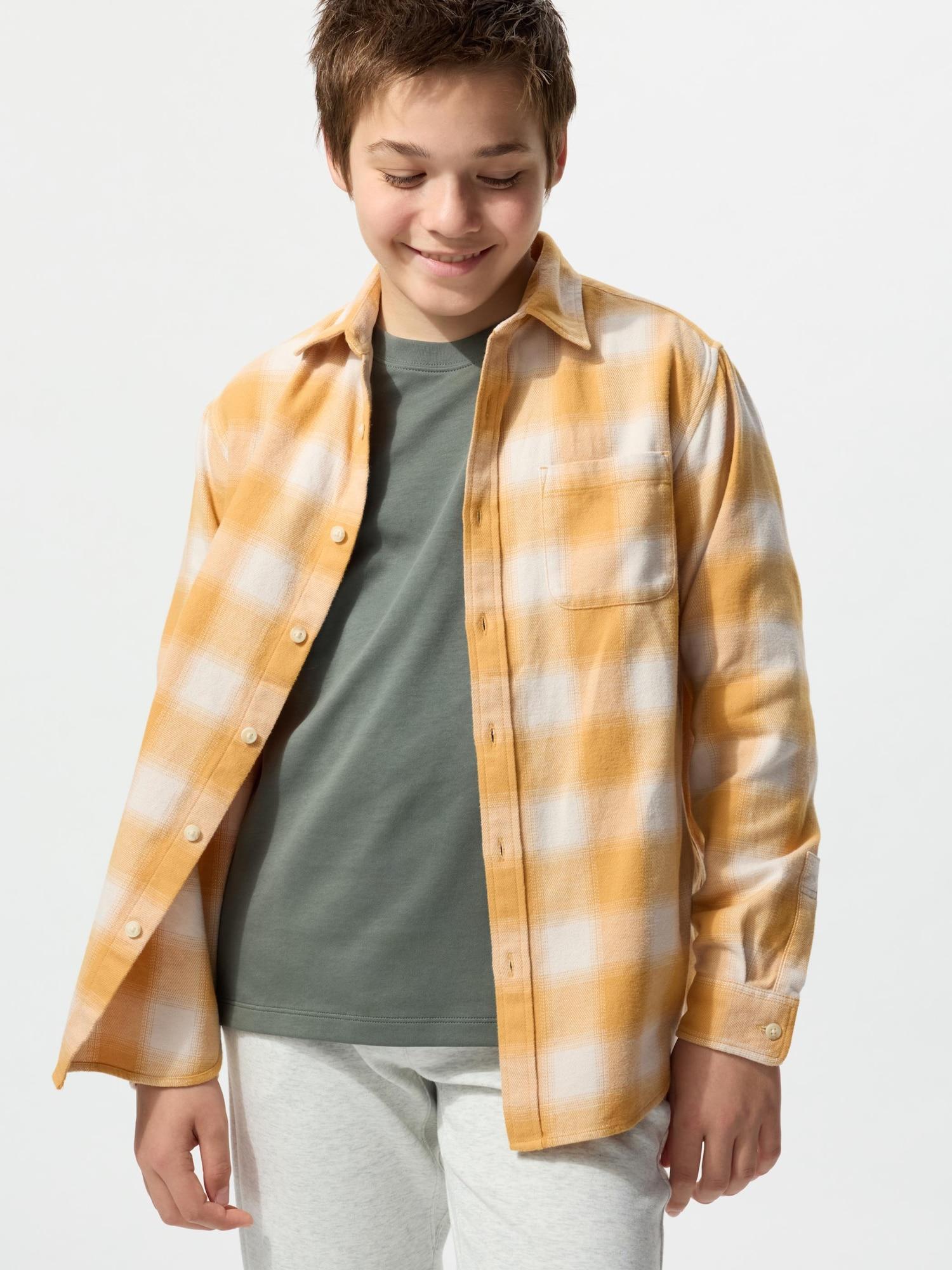 

Uniqlo Kids FlAnnel Check Shirt Long Sleeve A 42 YELLOW/KIDS 160