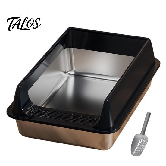 Odor Resistant Metal Litter Box Cat Box, Stainless Steel Kitty with High Sides, Anti-Leakage Large Design, Scoop Included, Non Stick for Indoor Cats,