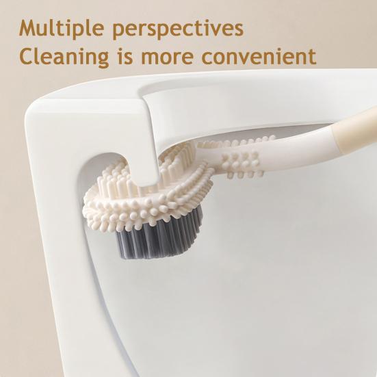 Extended Handle Toilet Brush Double-Sided Brush Head Toilet Scrubber