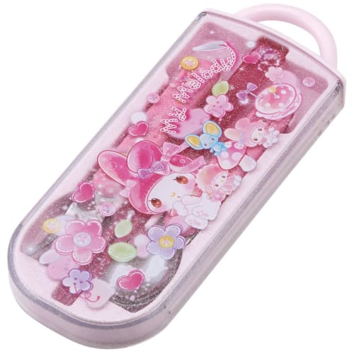 Skater Children's Antibacterial Slide Trio Set Lunch Box Chopsticks Spoon Fork My Melody Glitter Doll Sanrio Girls Made In Japan TACC2AG-A